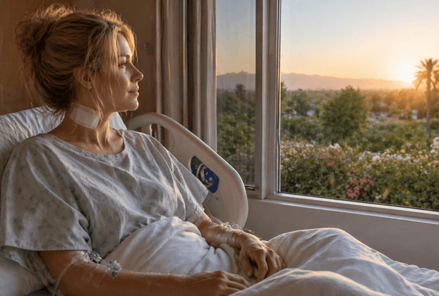 Serene morning view from hospital bed