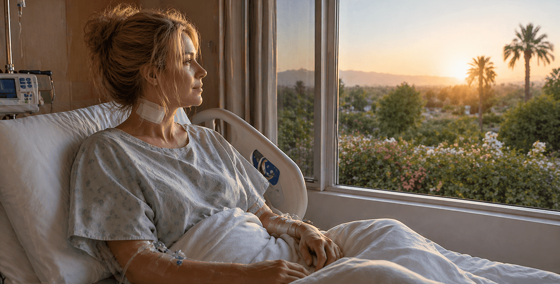 Serene morning view from hospital bed