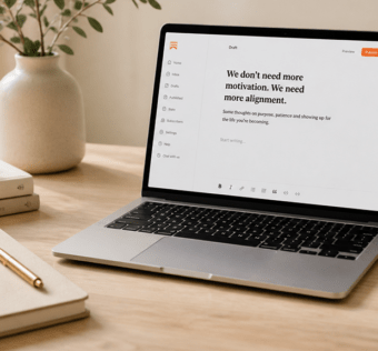 Minimalist workspace with warm tones