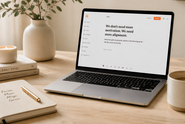 Minimalist workspace with warm tones