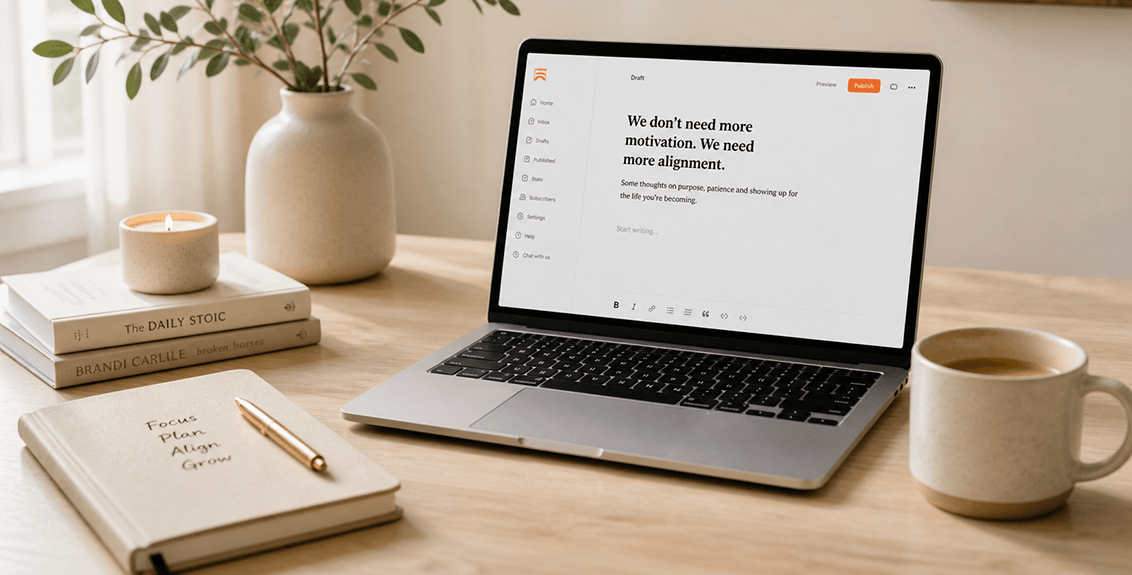 Minimalist workspace with warm tones