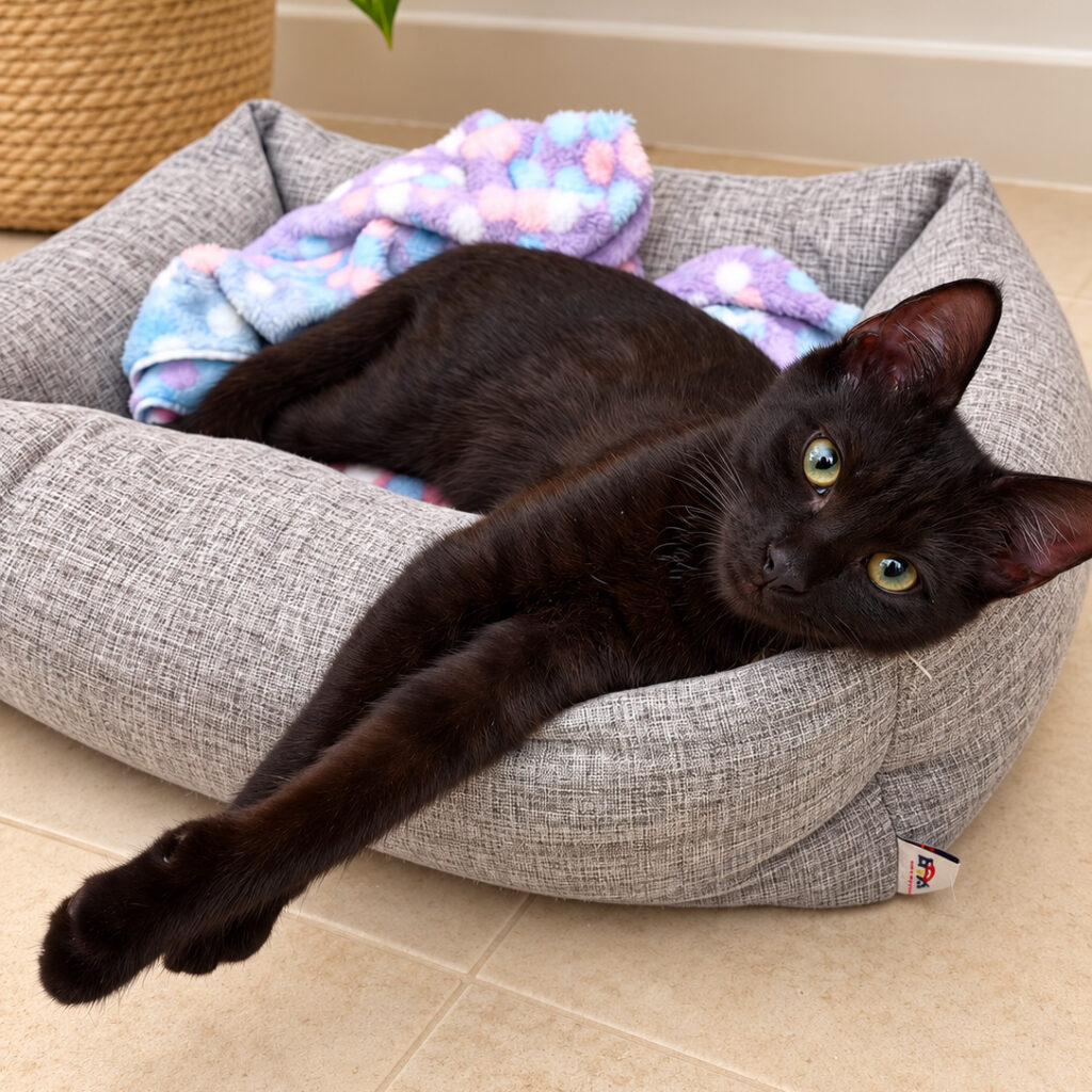 Asha Relaxed in a Cosy Bed