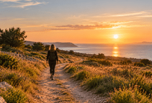 Golden Coastal Trail at Sunset