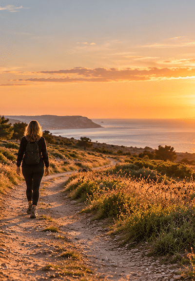 Golden Coastal Trail at Sunset