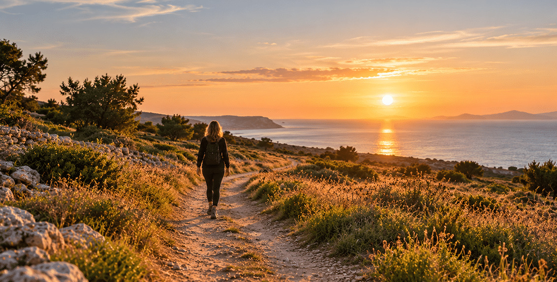 Golden Coastal Trail at Sunset